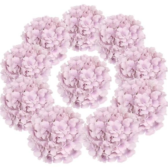 10pack Silk Hydrangea Heads Artificial Flowers Heads w/ Stems Home Wedding Decor - Picture 1 of 5